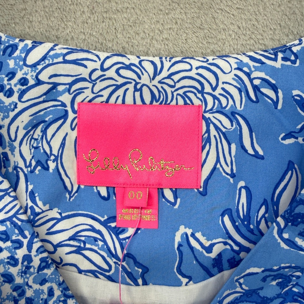 Lilly Pulitzer Ezralyn Maxi Dress Womens 00 Boca Blue Floral Puff Sleeve Cotton - Picture 4 of 14